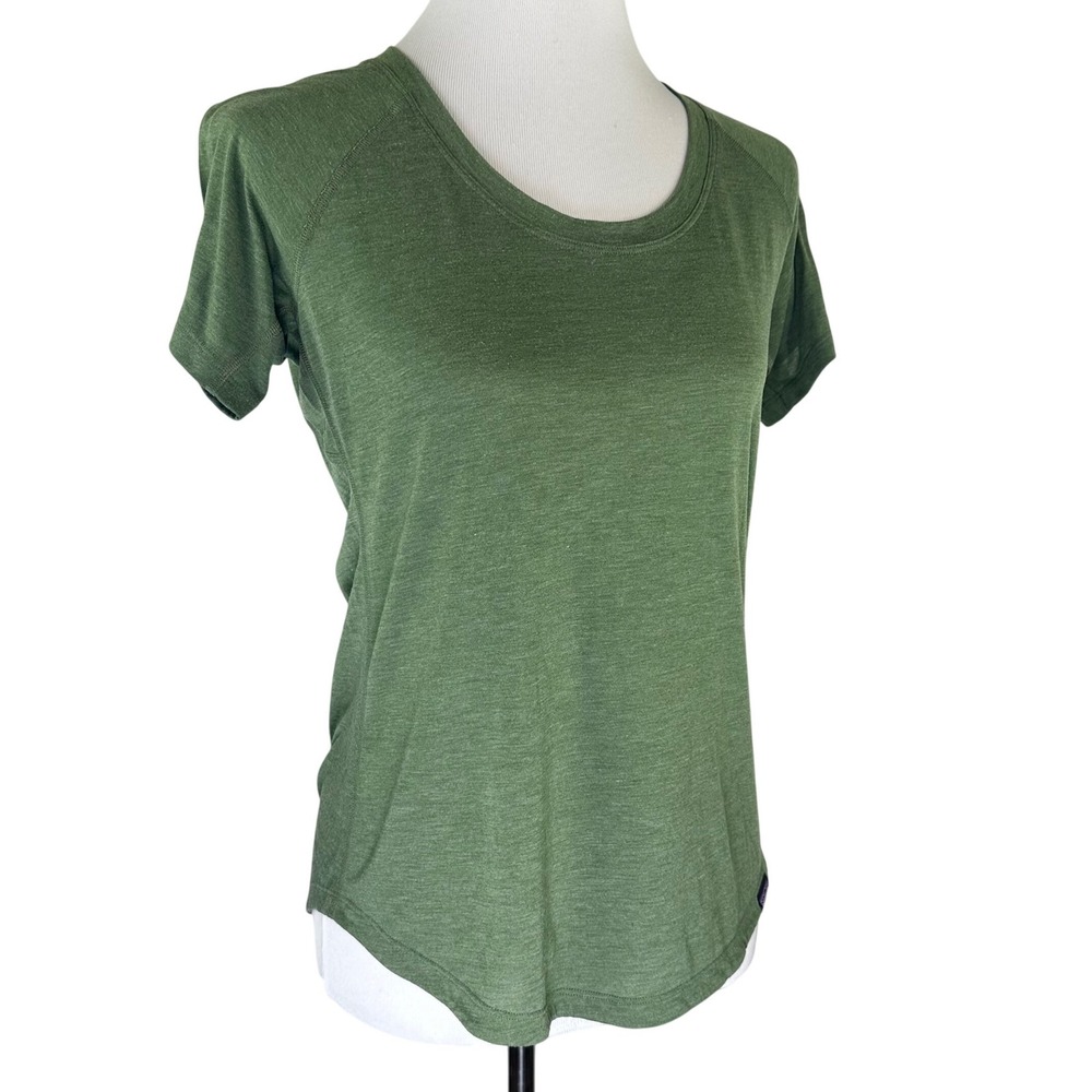Patagonia Capilene Cool Trail Short Sleeve Shirt Green Raglan Technical Womens S